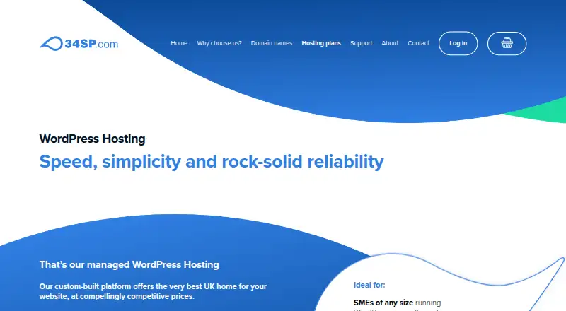 34SP.com Managed WordPress Hosting screenshot