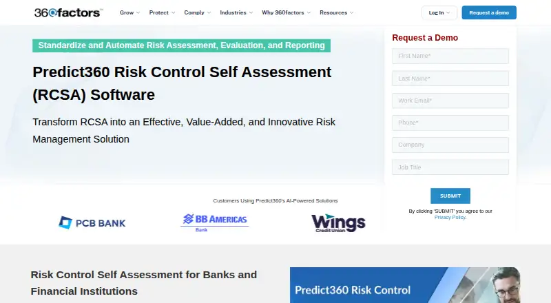Predict360 Risk Control Self Assessment screenshot