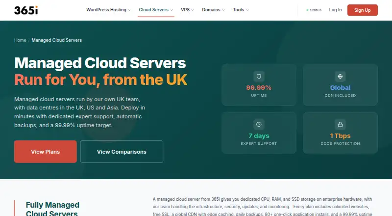 365i Managed Cloud Servers screenshot