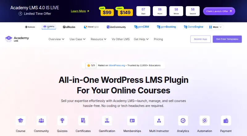 Academy LMS screenshot