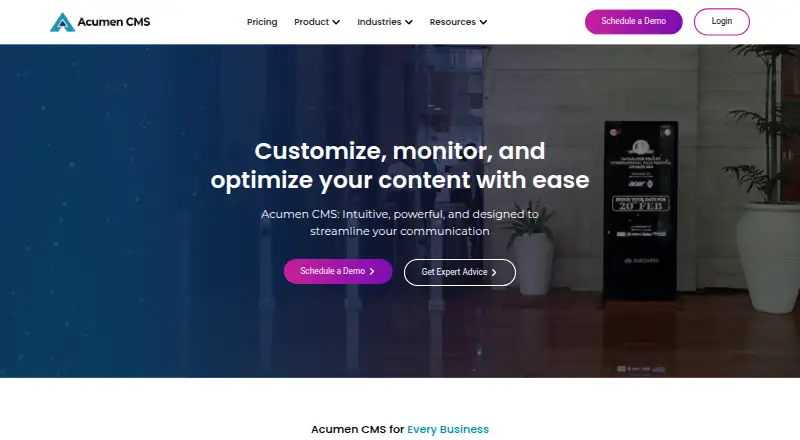 Acumen CMS screenshot