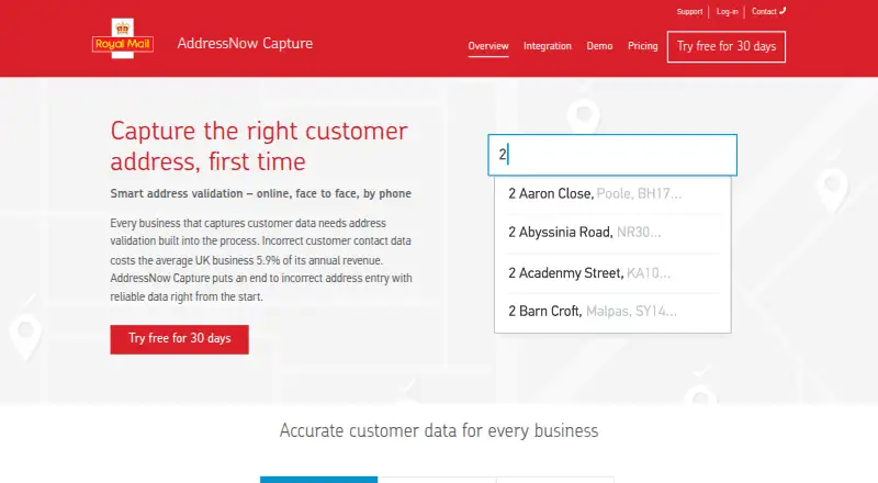 Royal Mail AddressNow Capture screenshot
