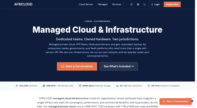 AFRICLOUD Managed Cloud Infrastructure screenshot