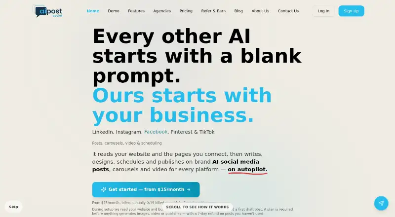 aipost.social screenshot