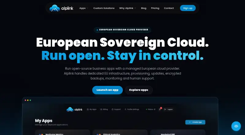 Alplink Managed Open-Source Hosting screenshot