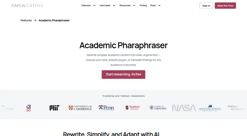 AnswerThis AI Paraphraser screenshot