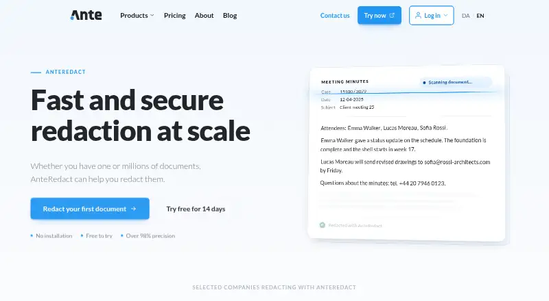 AnteRedact screenshot