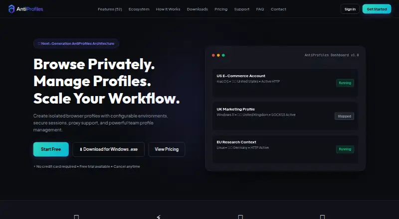 AntiProfiles screenshot