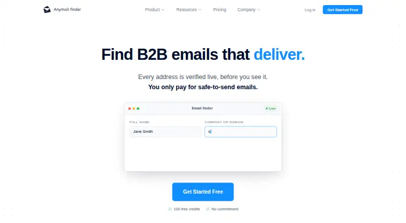 Anymail Finder screenshot