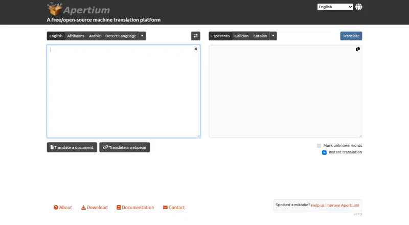 Apertium screenshot