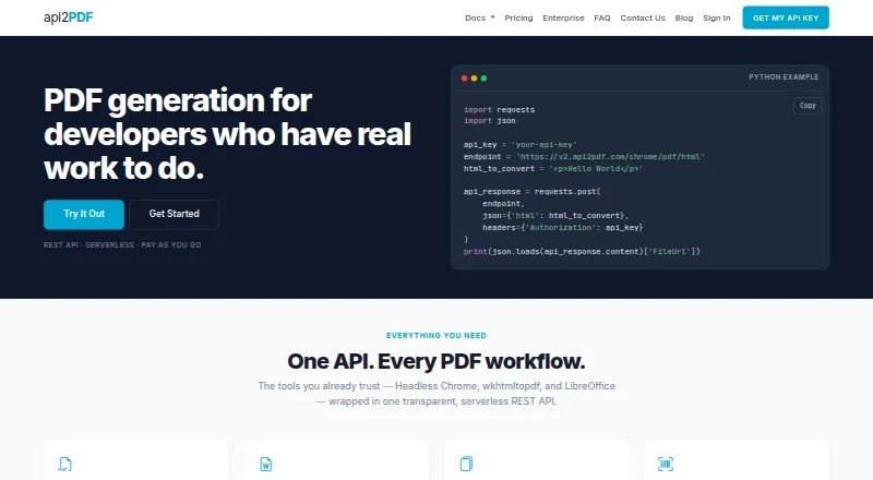 API2PDF screenshot