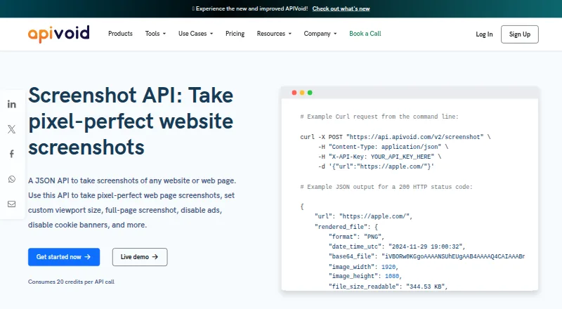 APIVoid Screenshot API screenshot