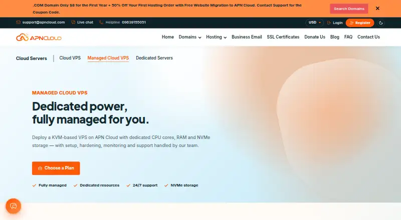 APN Cloud Managed VPS screenshot