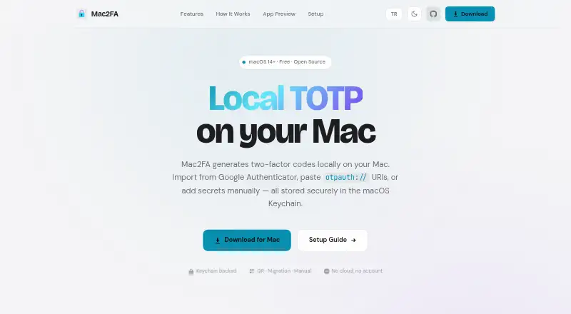 Mac2FA screenshot