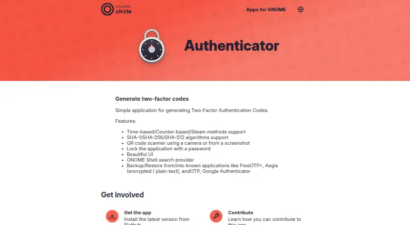 GNOME Authenticator screenshot