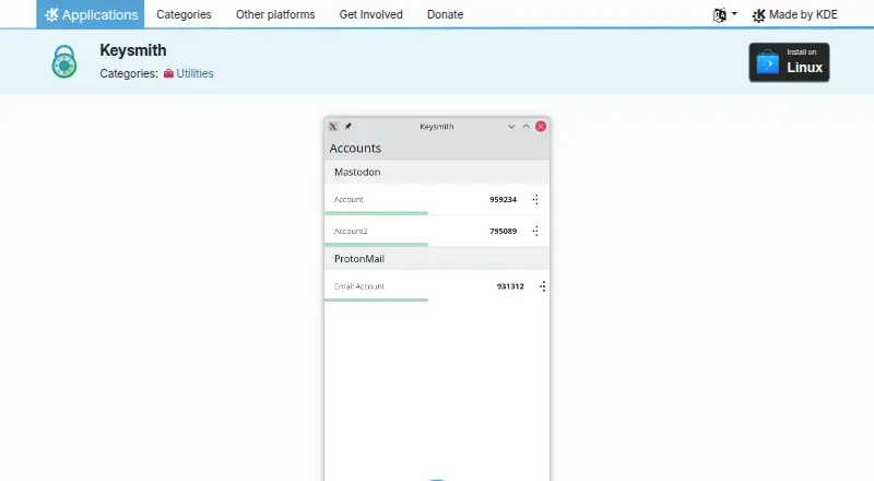 KDE Keysmith screenshot