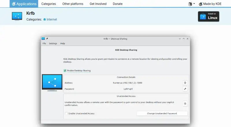 Krfb screenshot