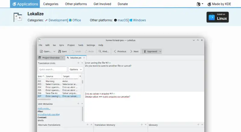 Lokalize screenshot