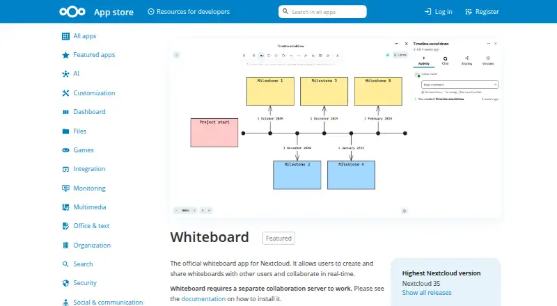 Nextcloud Whiteboard screenshot