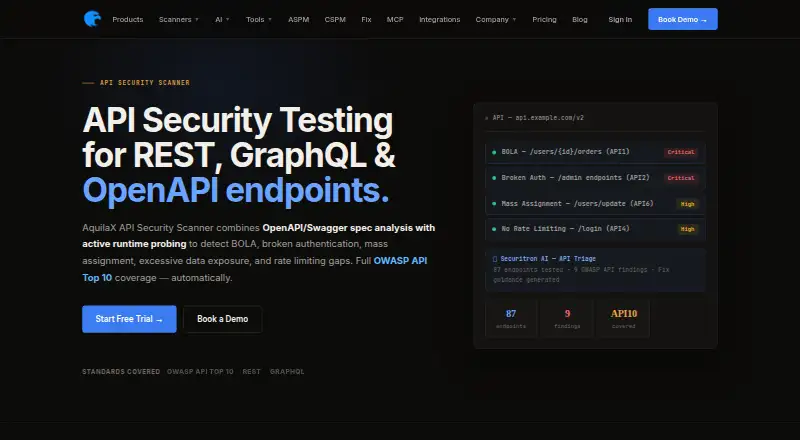 AquilaX API Security Scanner screenshot