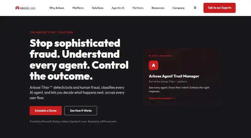 Arkose Labs Fraud and Abuse Prevention screenshot