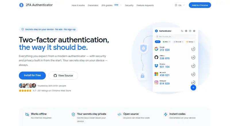 2FA Authenticator screenshot