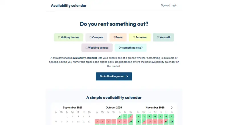 AvailabilityCalendar.com screenshot