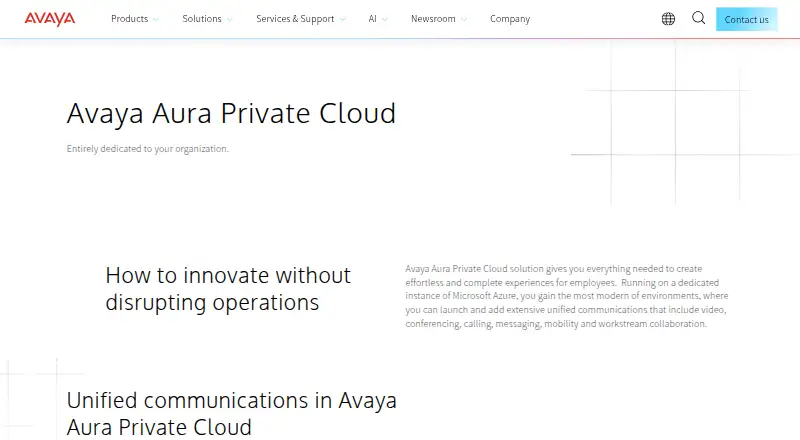Avaya Aura Private Cloud screenshot