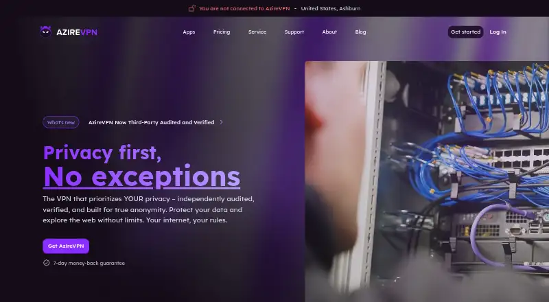 AzireVPN screenshot