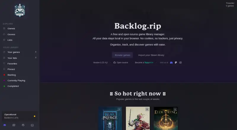 Backlog.rip screenshot