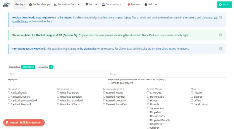 ballchasing.com screenshot