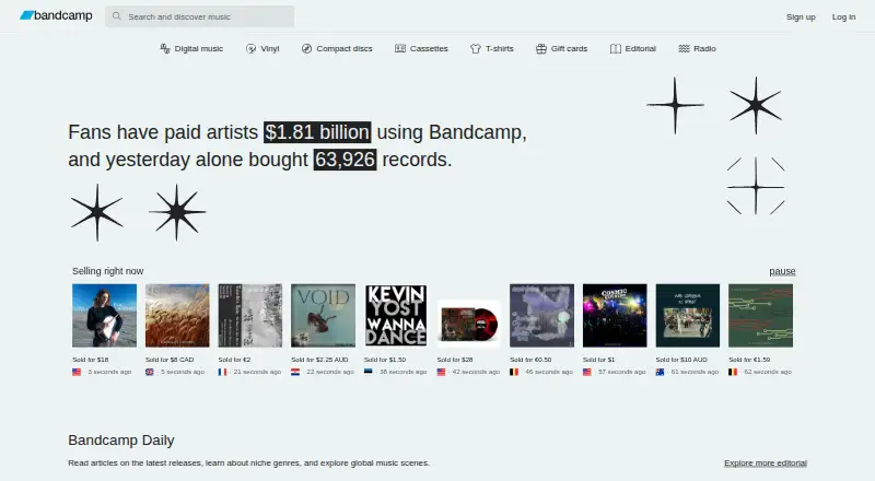 Bandcamp screenshot