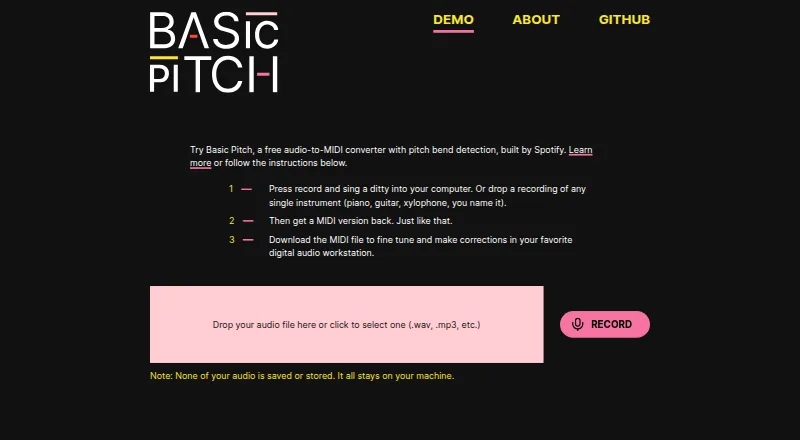 Spotify Basic Pitch screenshot