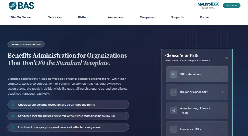 BAS Benefits Administration screenshot
