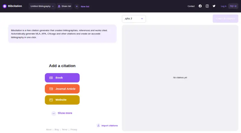 Bibcitation screenshot