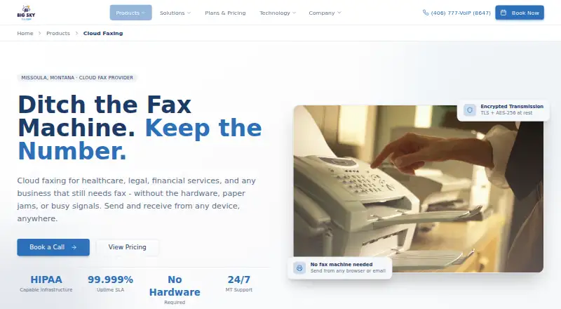 Big Sky Telecom Cloud Faxing screenshot