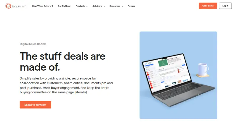 Bigtincan Digital Sales Rooms screenshot