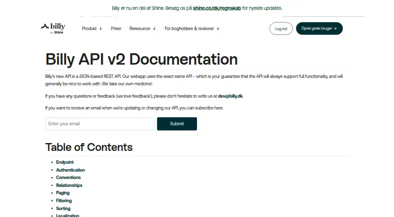 Billy API screenshot