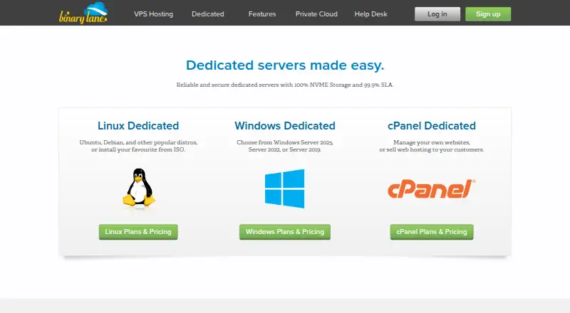BinaryLane Dedicated Servers screenshot