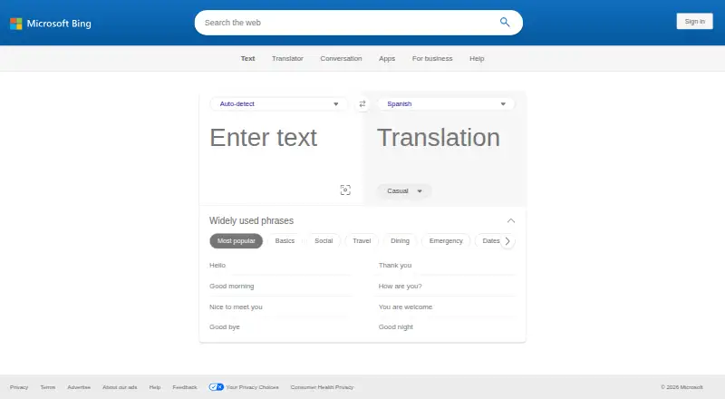 Bing Translator screenshot