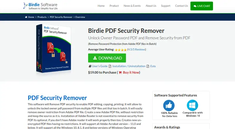 Birdie PDF Security Remover screenshot