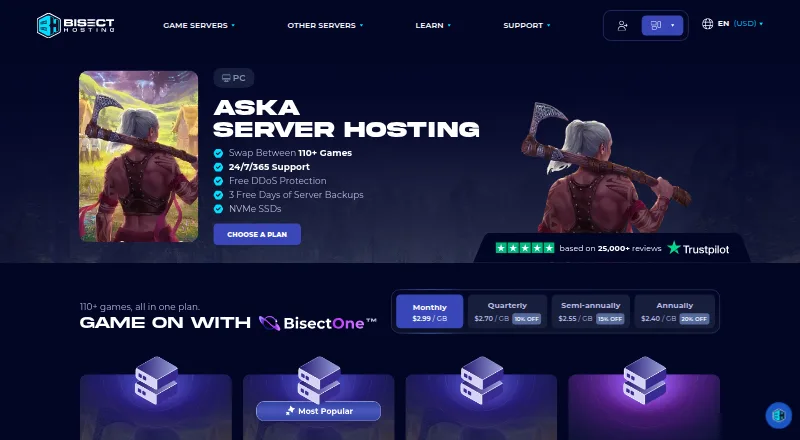 BisectHosting Aska Server Hosting screenshot