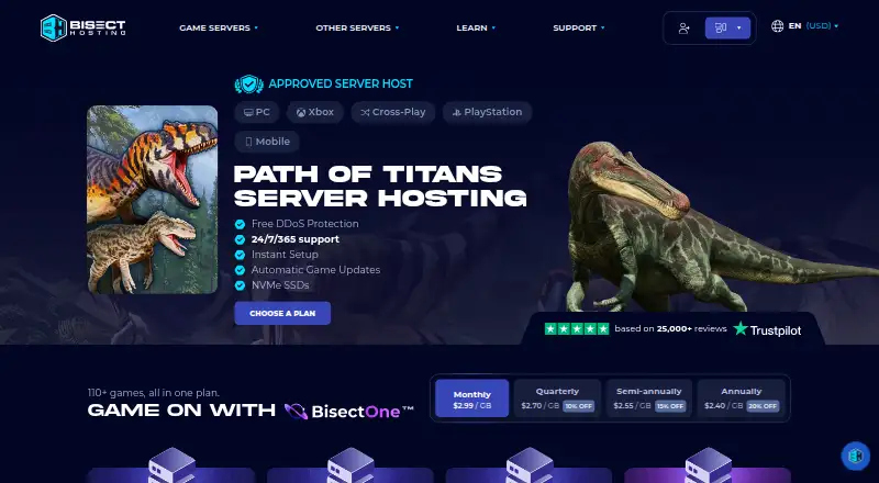 BisectHosting Path of Titans Server Hosting screenshot