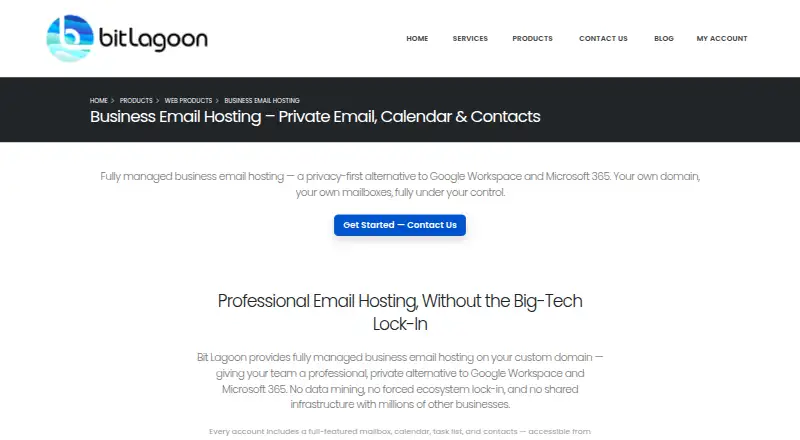 Bit Lagoon Business Email screenshot