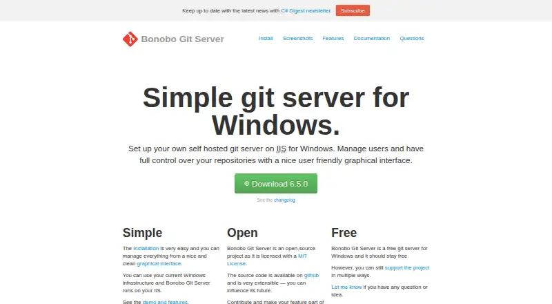 Bonobo Git Server screenshot
