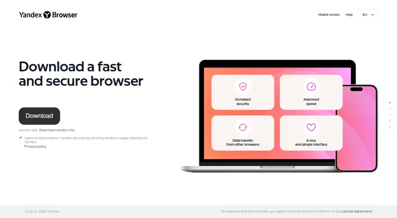 Yandex Browser screenshot