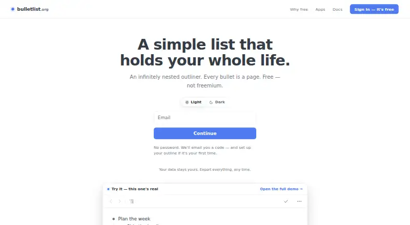 Bulletlist screenshot