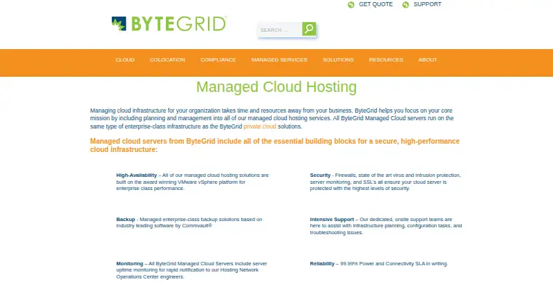 ByteGrid Managed Cloud Hosting screenshot