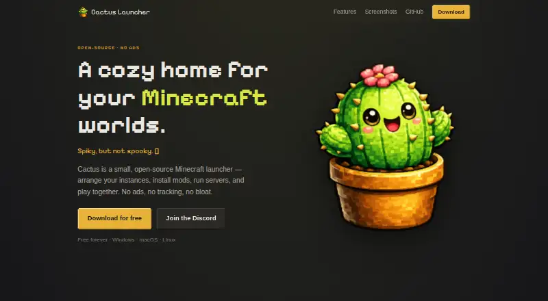 Cactus MC Launcher screenshot