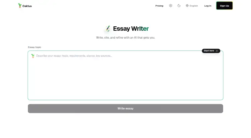 Caktus AI Essay Writer screenshot